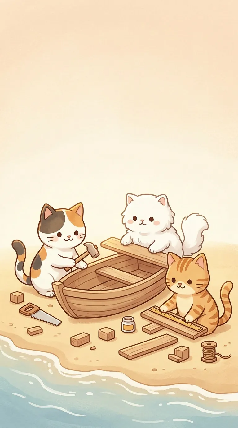 造船主題療癒貓圖