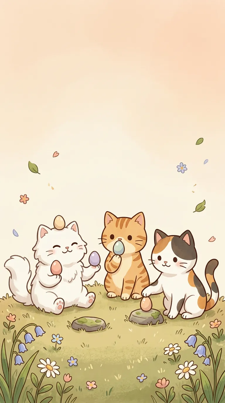 春分豎蛋主題療癒貓圖