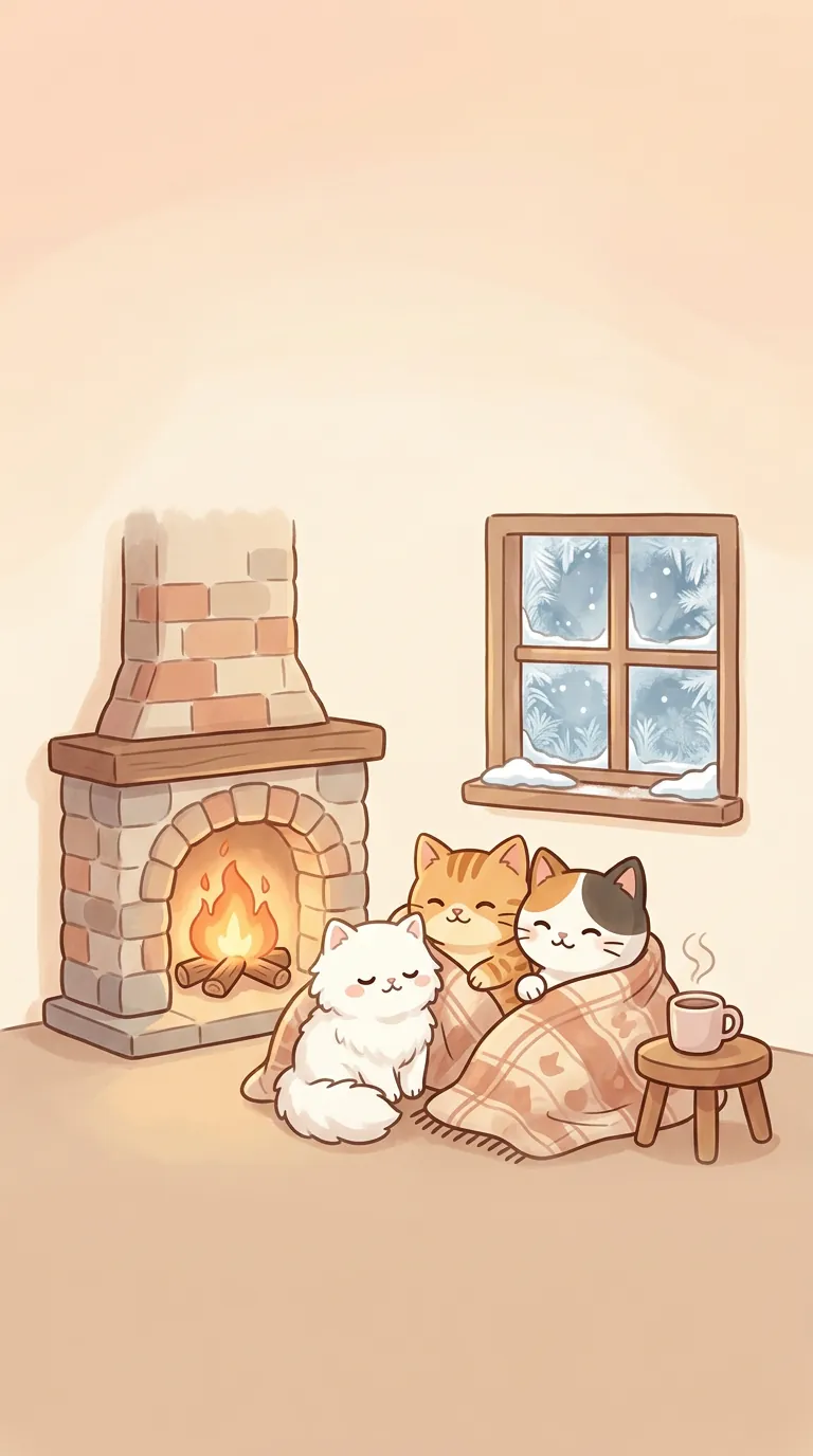 大寒迎春主題療癒貓圖