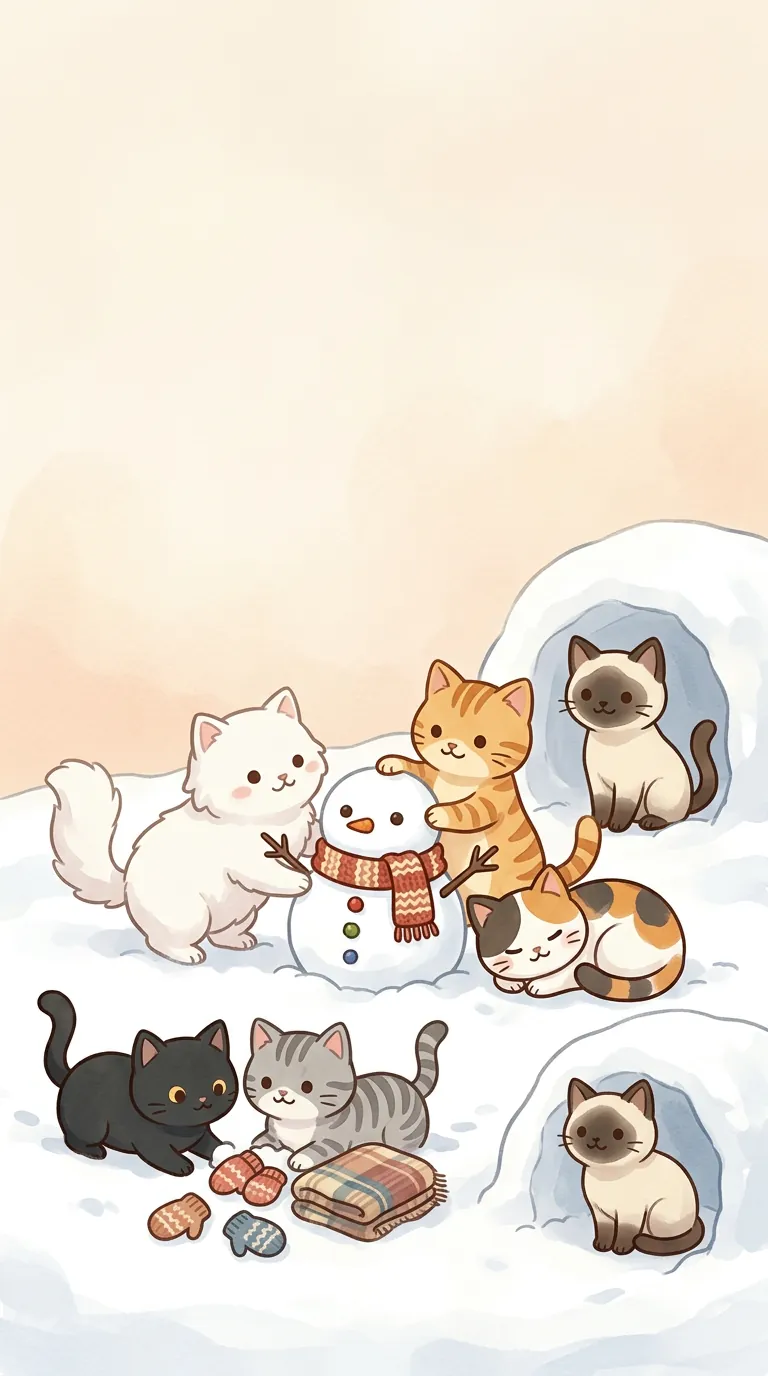 大雪取暖主題療癒貓圖