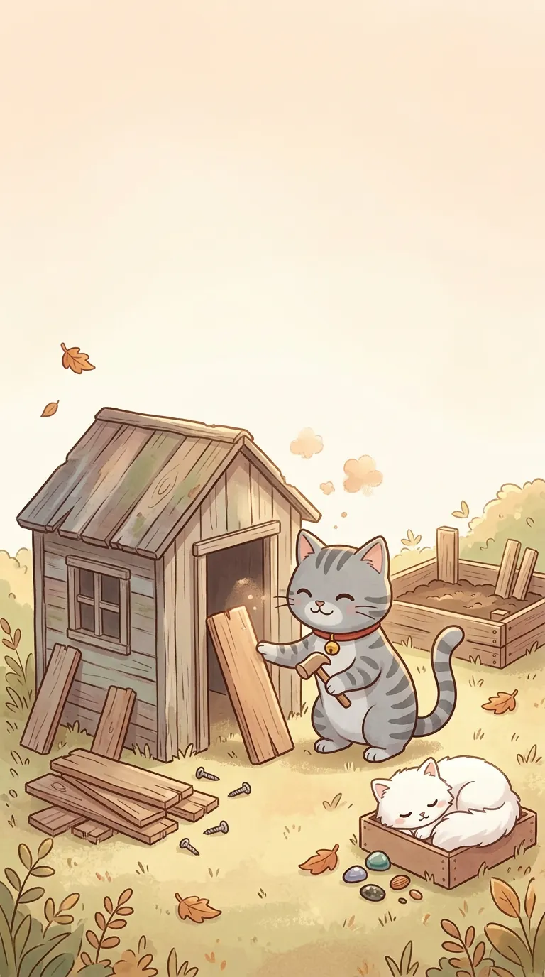 破屋主題療癒貓圖