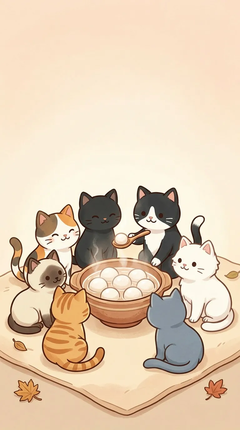 冬至湯圓主題療癒貓圖