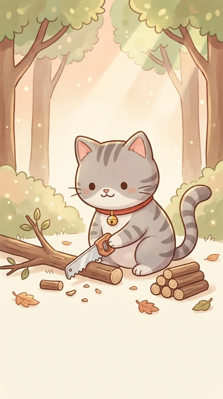 伐木主題療癒貓圖