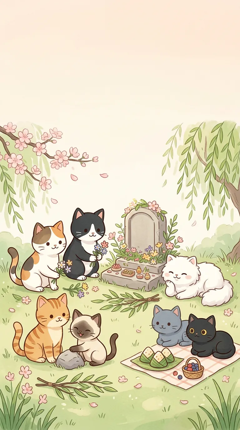 清明踏青主題療癒貓圖