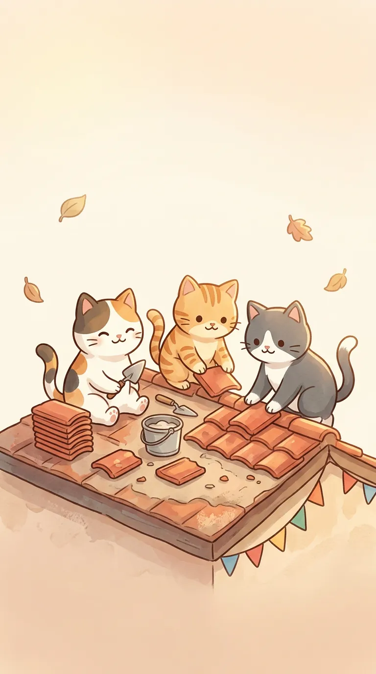 蓋屋主題療癒貓圖
