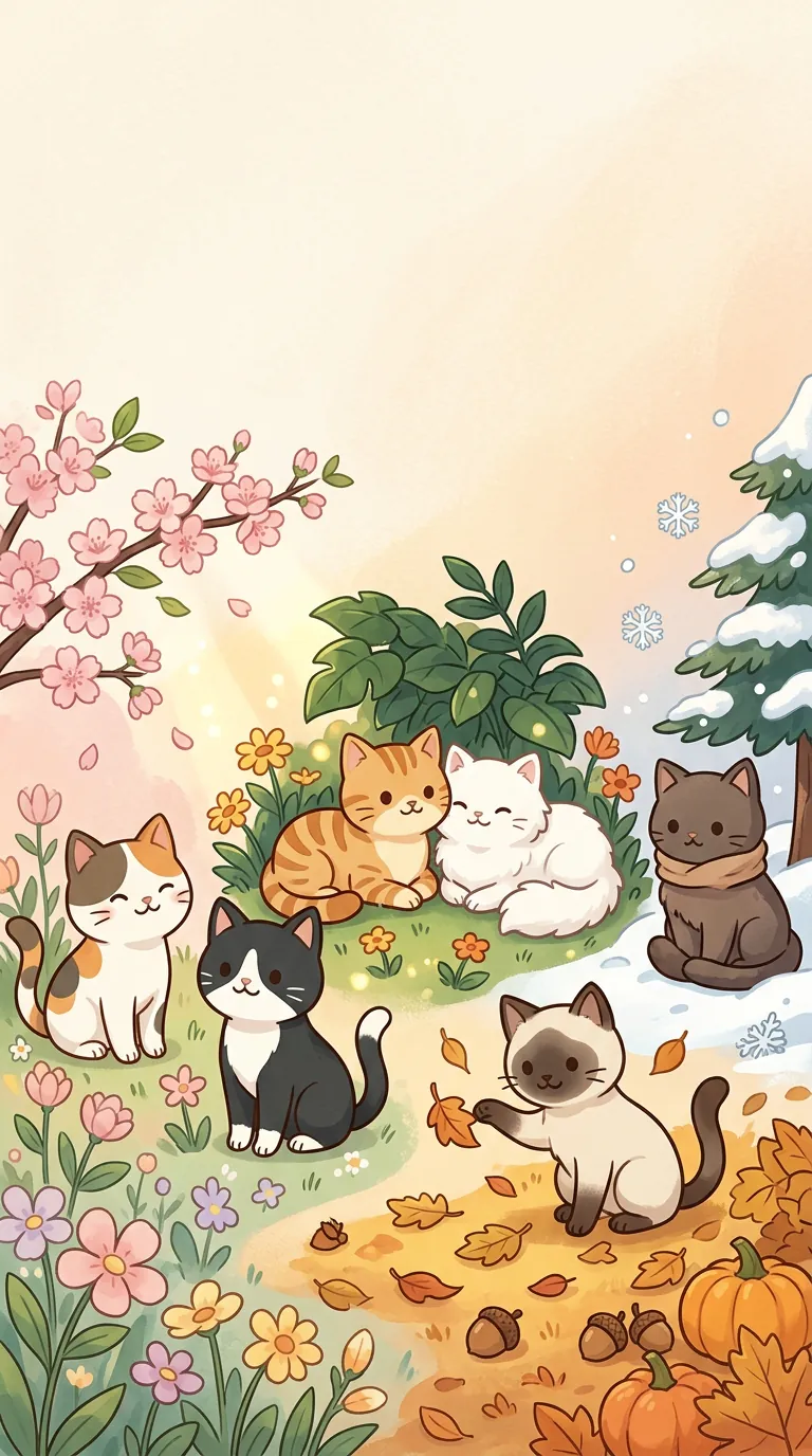 二十四節氣主題療癒貓圖（四季流轉）