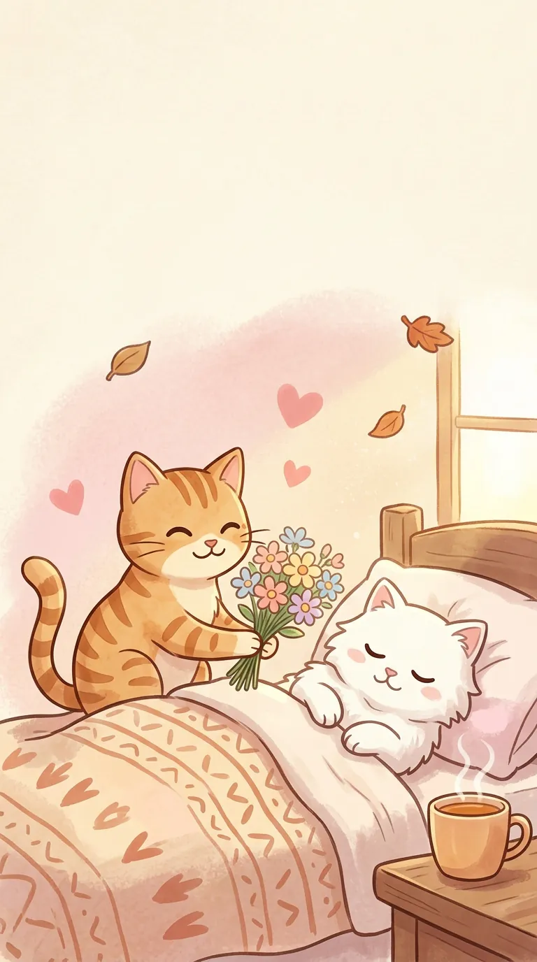 探病主題療癒貓圖