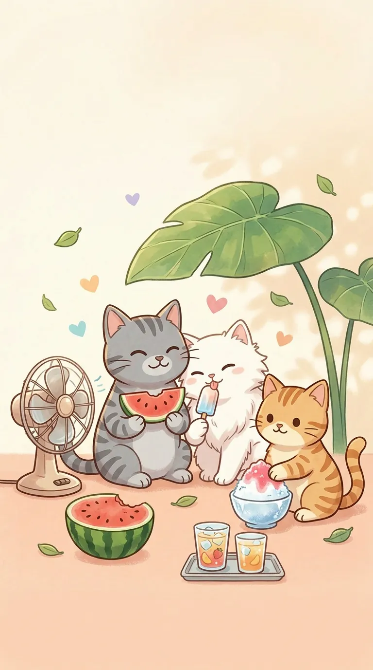 小暑納涼主題療癒貓圖